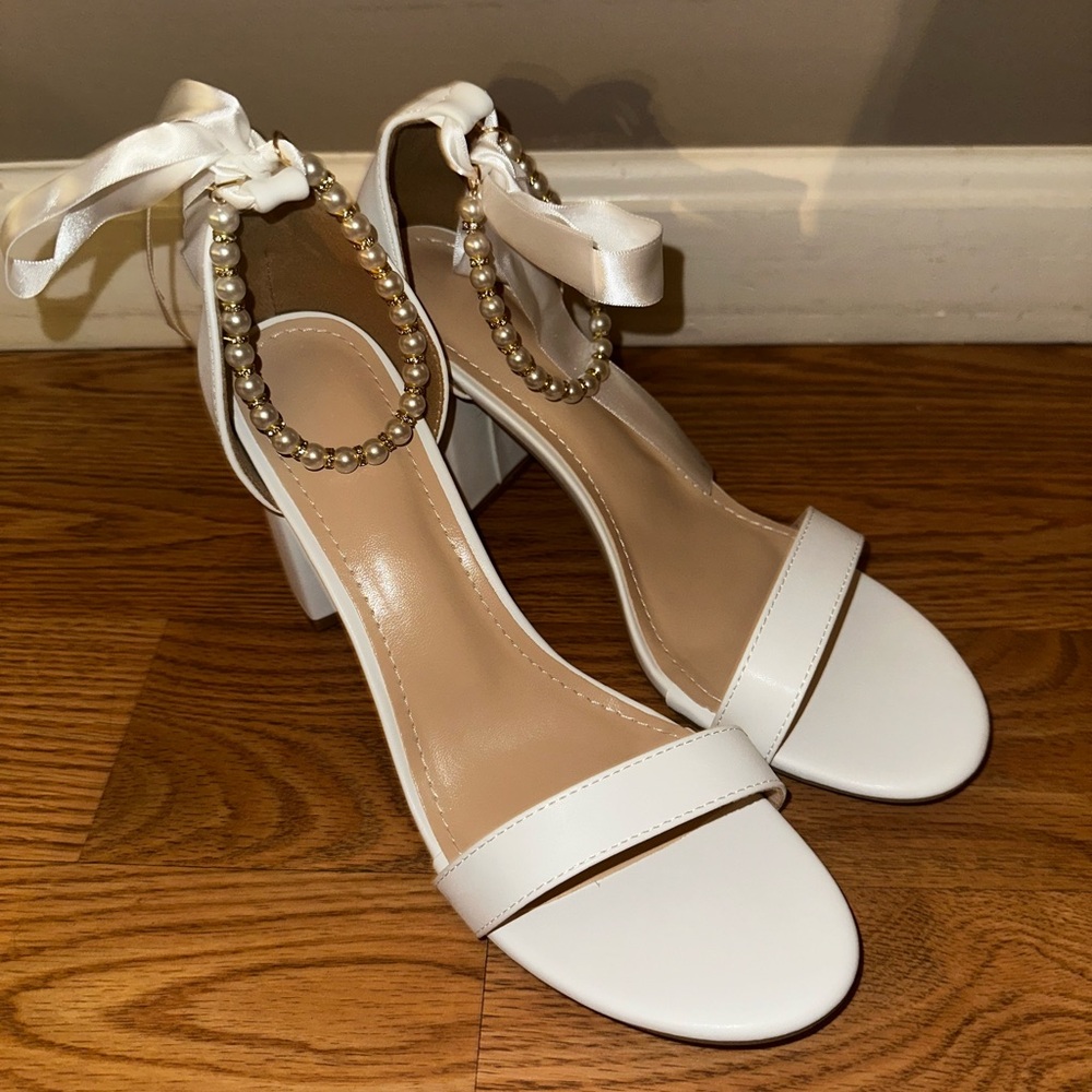 White pearl heels